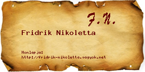 Fridrik Nikoletta névjegykártya